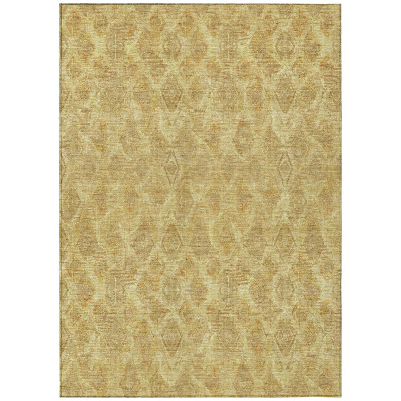 Tapis intérieur / extérieur géométrique lavable taupe et beige 9 pi x 12 pi