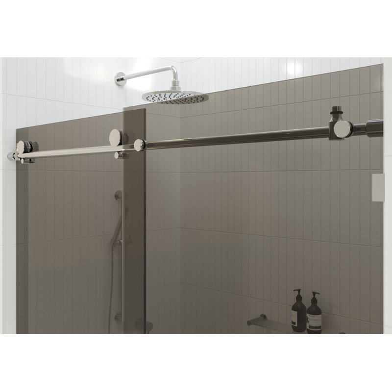 Equinox 56 - 60 in. x 78 in. Fully Frameless Gray Tinted Sliding Shower Door, Chrome