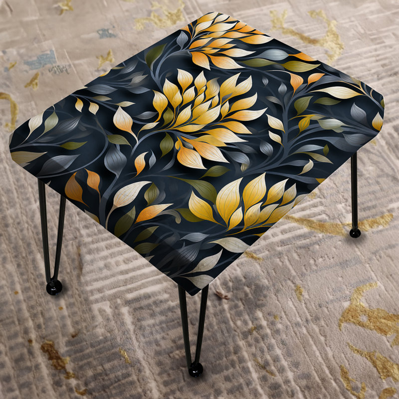 Yellow And Blue Mindful Fern Presence Zen - Floral Rectangle Ottoman