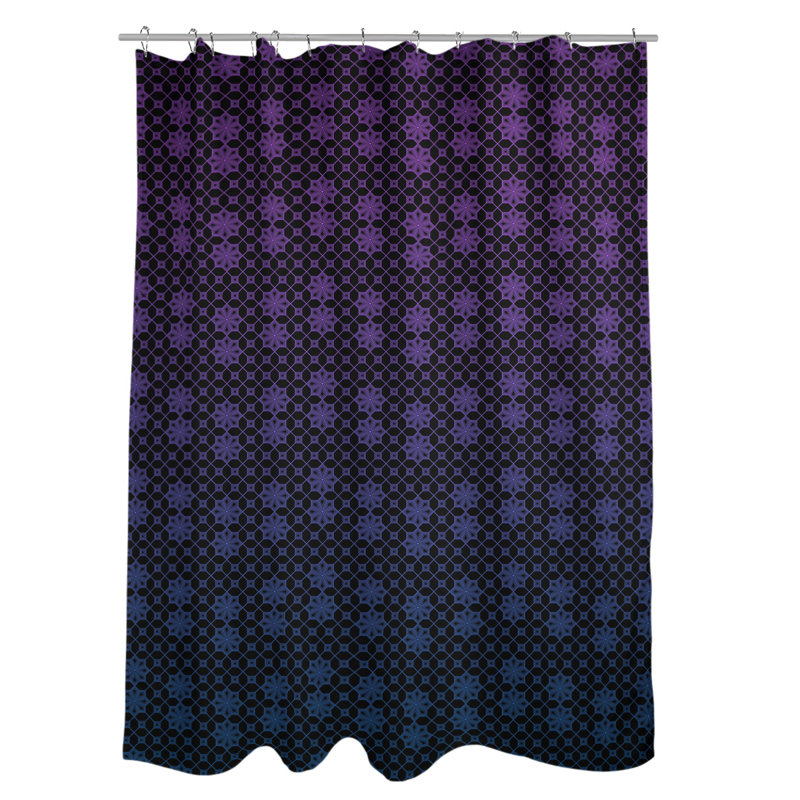 Rideau de douche simple en treillis Classic, Bleu / Mauve
