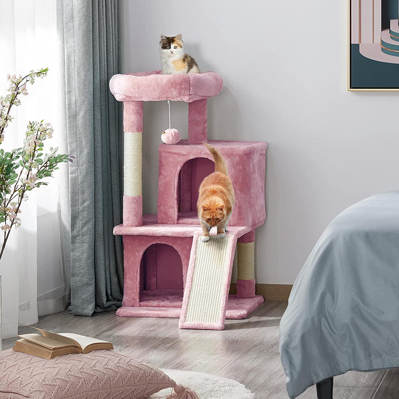 Therese 36″ H Multilevel Cat Tower with Double Condos, Pink