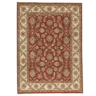 Tapis rouille et beige noué à la main de haute qualité