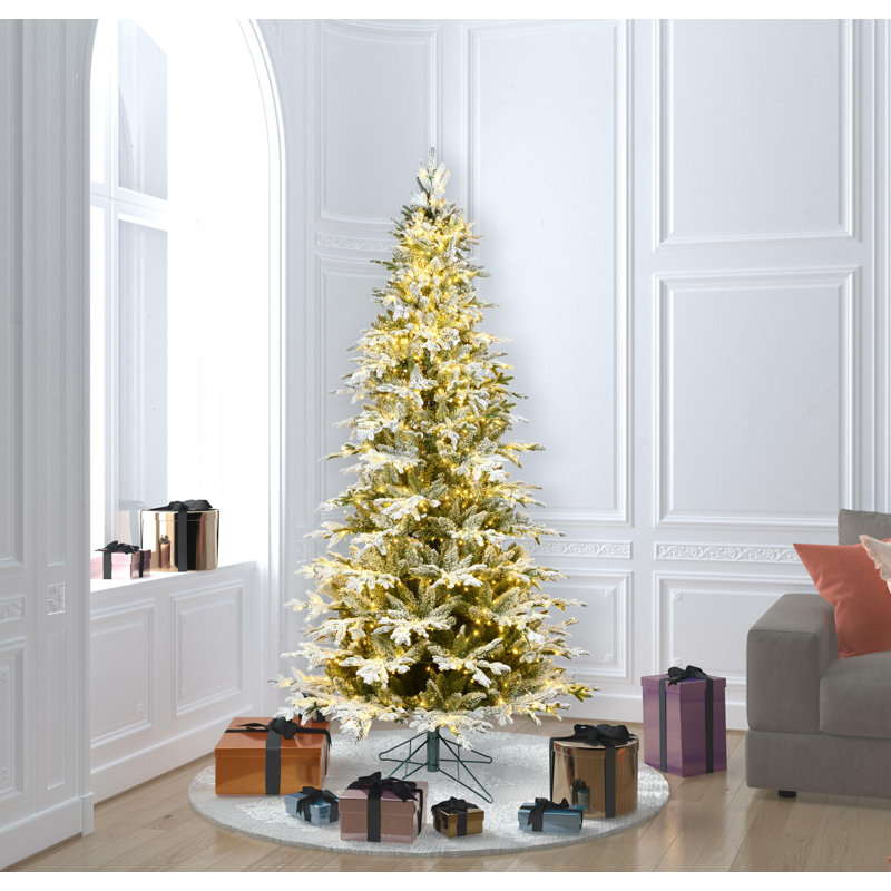 Kamas Flocked Fraser Fir Slim Artificial Christmas Tree, 6.5' H