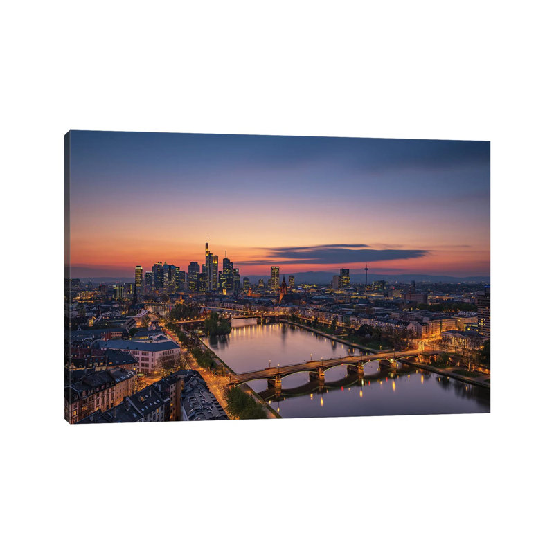 Frankfurt Skyline At Sunset by Robin Oelschlegel - Wrapped Canvas Gallery-Wrapped Canvas Giclée