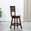 Tabouret de comptoir de 24 po avec dossier à lattes et pivotant, cerise, tissu beige, rehaussant le siège pivotant à hauteur d'ambiance et procurant une assise confortable-526922215-526922214