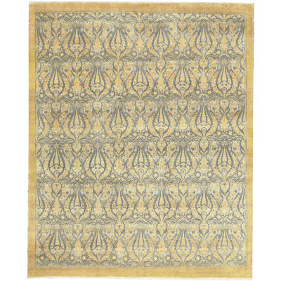 One-of-a-Kind Hand-Knotted High-Quality Area Rug in Gold/Gray