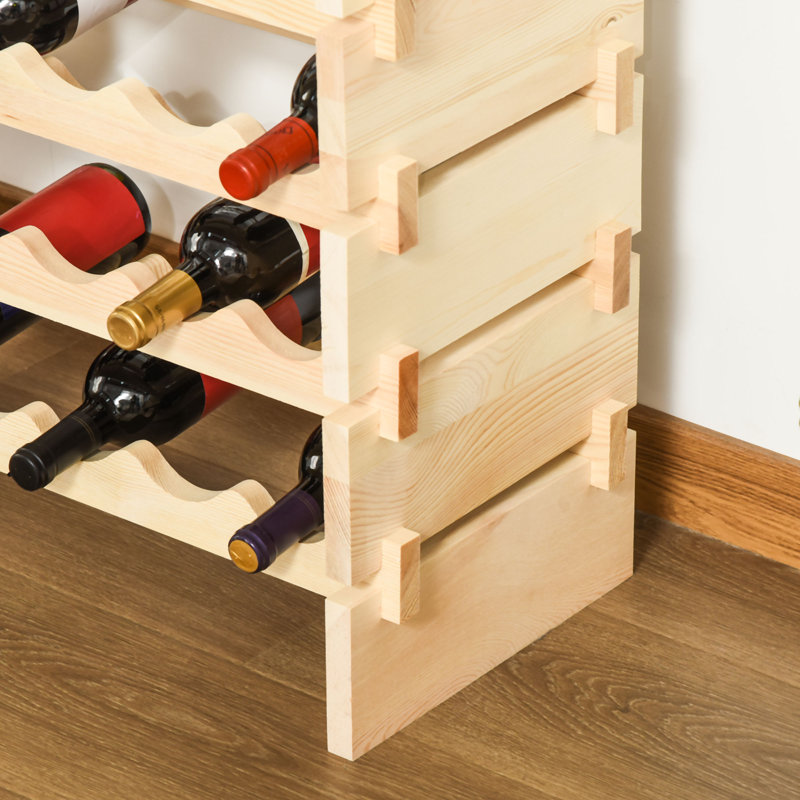 Support à vin en bois de pin massif à 8 niveaux avec support empilable pour préparation et dégustation