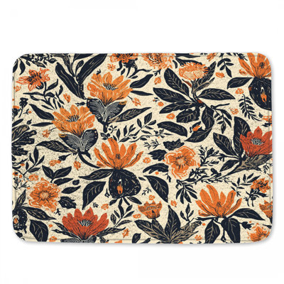 Bold Floral Pattern Bath Mat