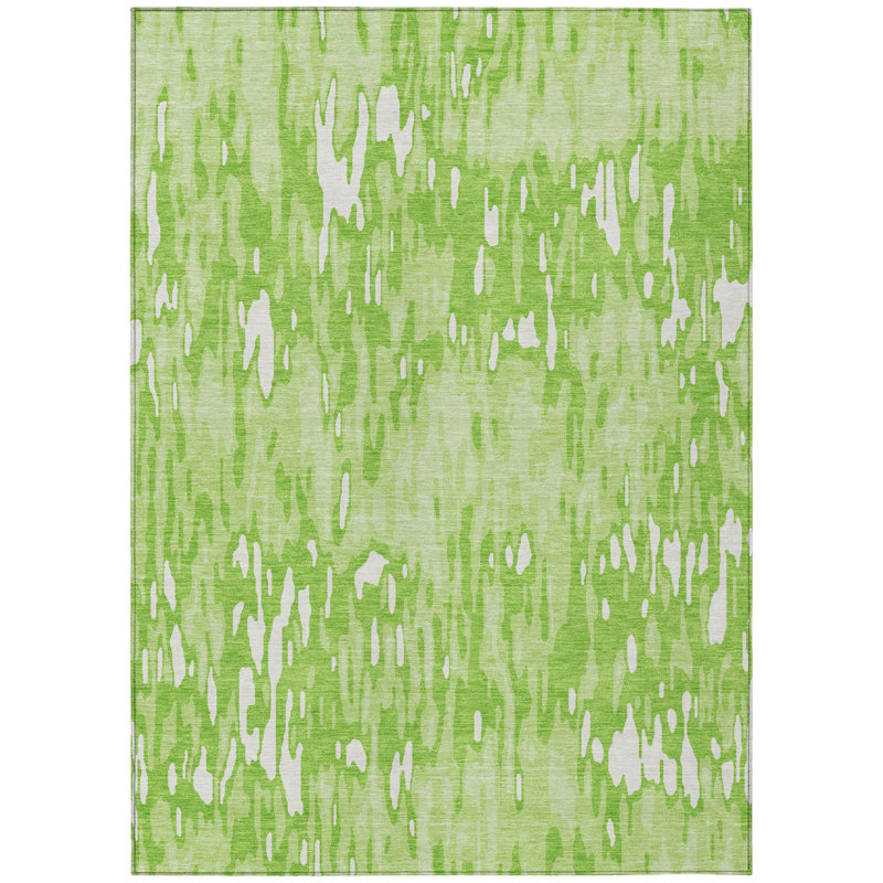 Tapis extérieur lavable rayé vert lime et ivoire 3 pi x 5 pi