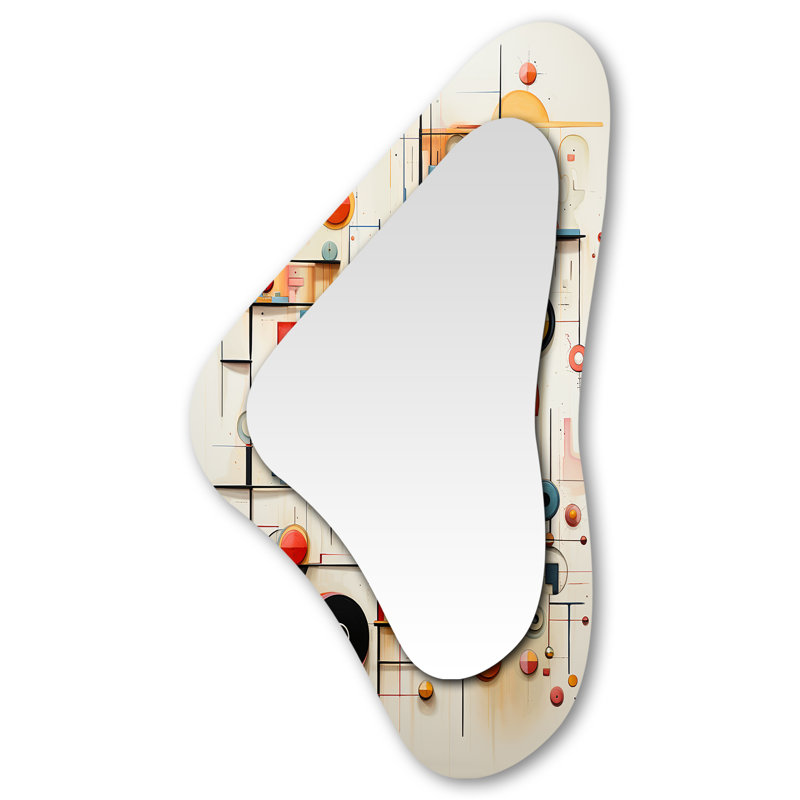 Santillo Geometric Mid Century Retro Pastel - Shapes Asymmetrical Unique Wall Mirror, Modern Unique Shape Mirror, Printed Metal Art