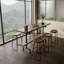 Ensemble de table de bar 71 po avec 6 tabourets - plateau de table en placage de bois et base en métal