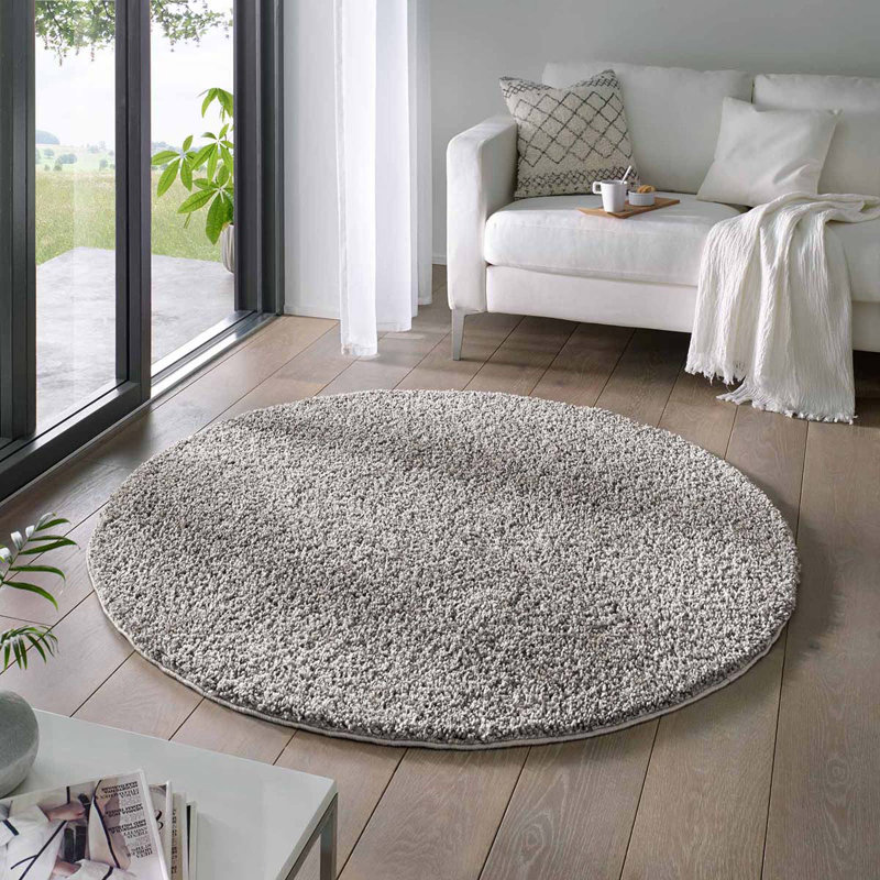 Alrai Solid Colour Shag Area Rug, Round 200cm