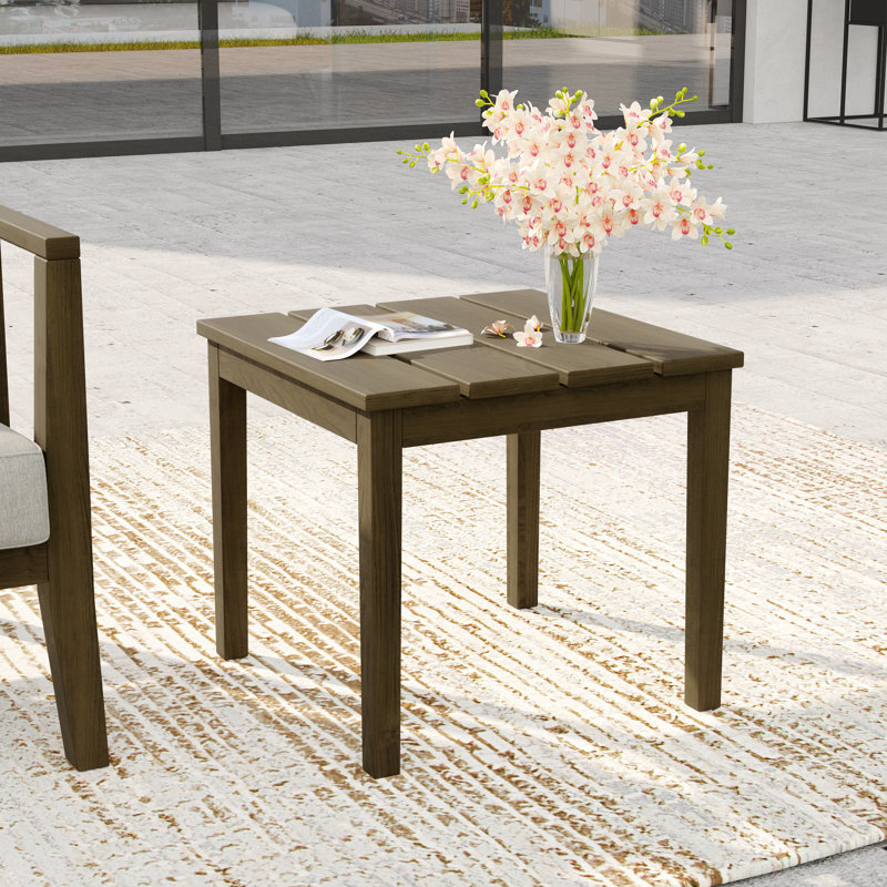 Table d'appoint d'extérieur moderne en bois de teck massif l 20,6 po, Brun