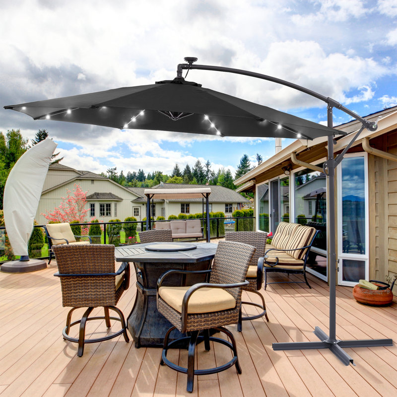 Parasol d'extérieur à DEL 10 pi, Noir