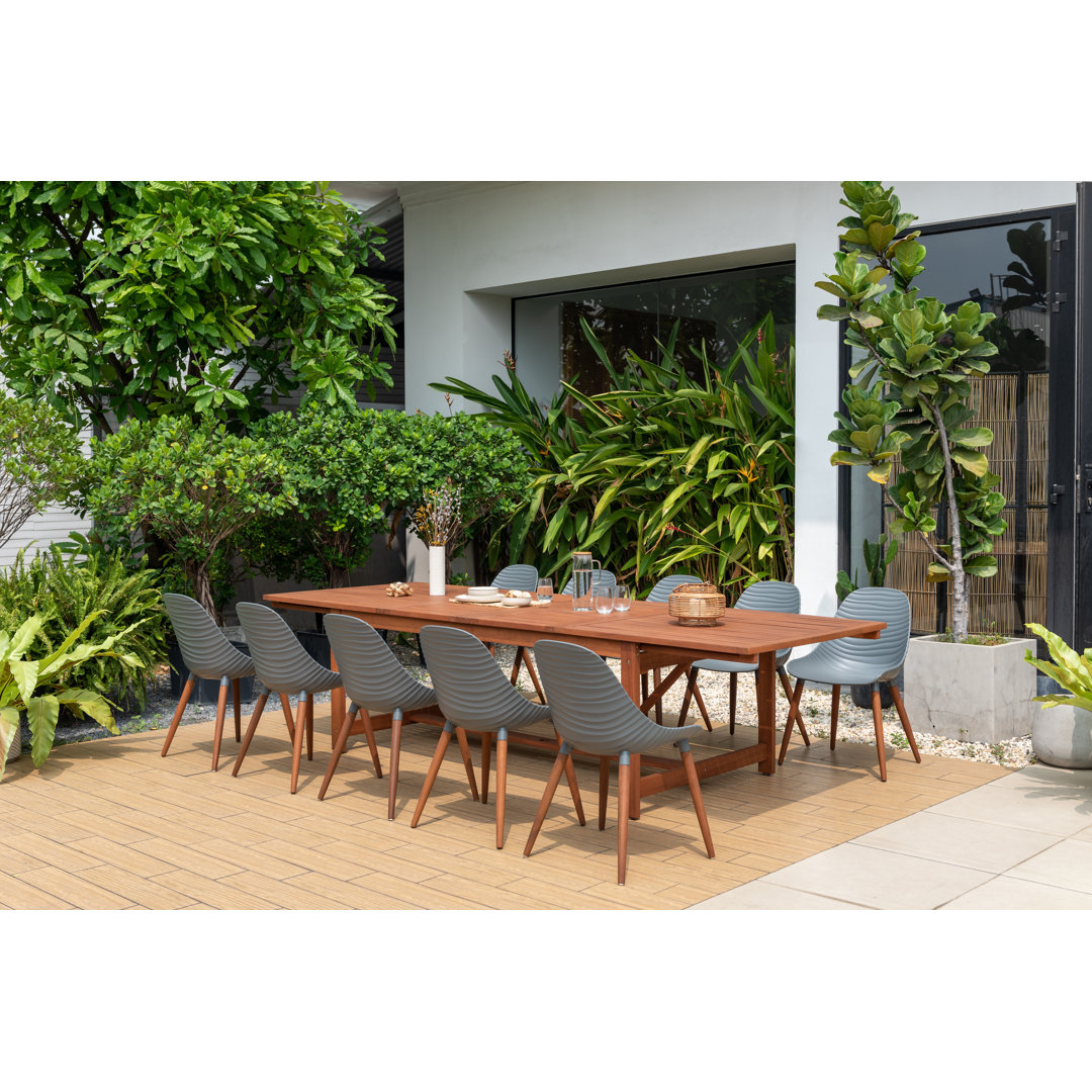 Clegg Outdoor Patio 11pc 100% FSC Certified Wood Dining Set George Oliver