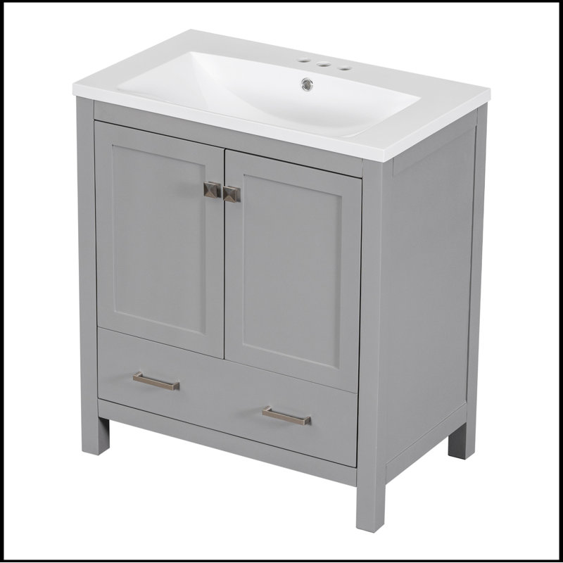 Meuble-lavabo simple 30 po avec plateau Schelte, Gris