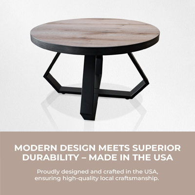 Table basse ronde avec pieds en métal