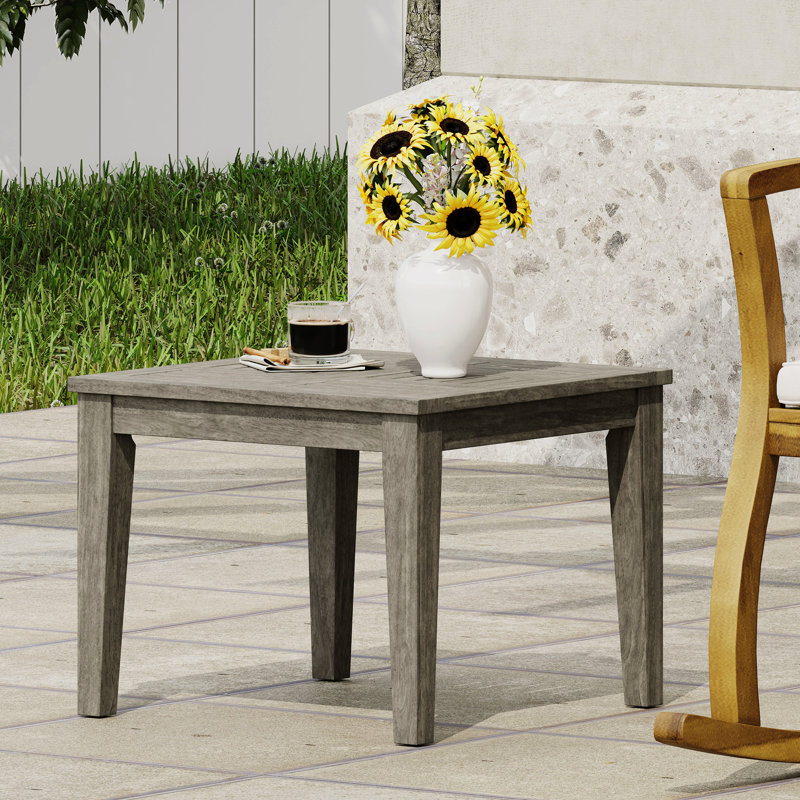 Table d'appoint d'extérieur en bois gris, aspect transitionnel classique, 20 x 20 x 15,9 po, 30 lb support de poids transitionnel, 20 po x 20 po x 15,9 po