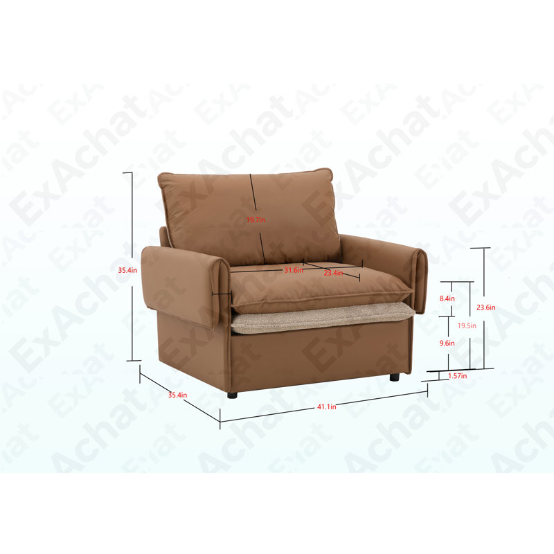 Fauteuil d'appoint simple de style moderne avec méridienne et canapé-lit pour salon, chambre à coucher, Orange foncé