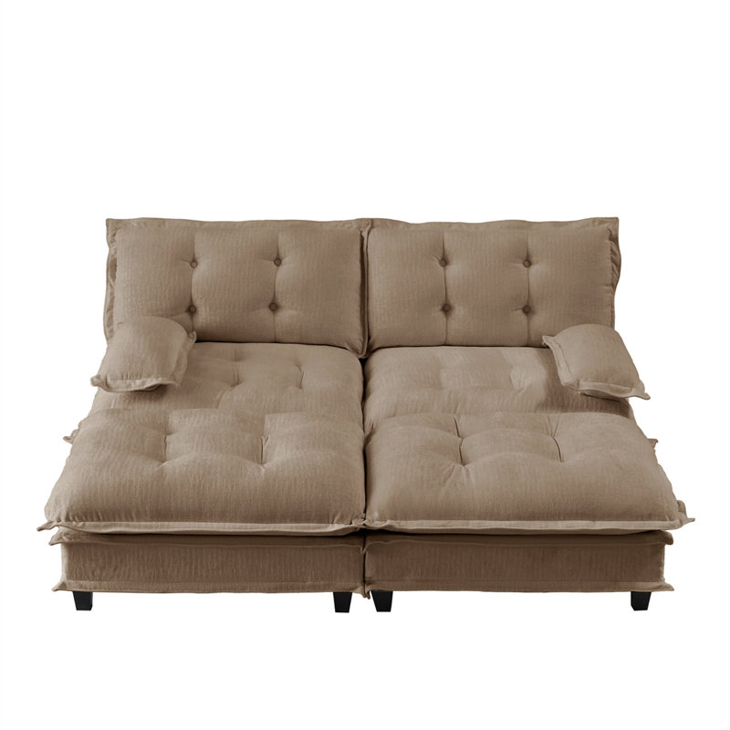 2-Seater U-Shaped Sectional, Light Coffee Chenille