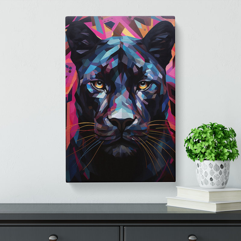 Panther Geometric - Wrapped Canvas, 76cm H x 50cm W x 3cm D