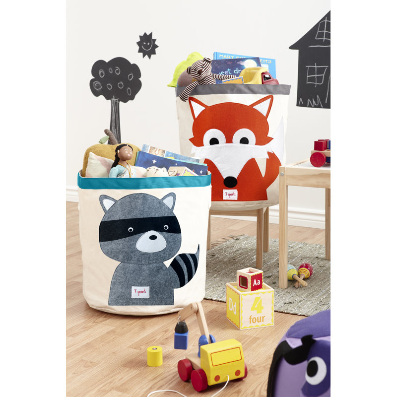3 Sprouts - Canvas Storage Bin - Laundry and Toy Basket for Baby and Kids - Fox