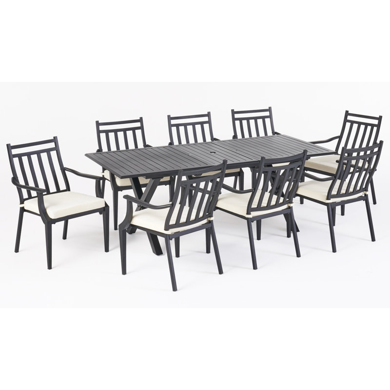 Ensemble de salle à manger rectangulaire pour 8 personnes de 37,5 po avec coussins Delmar, Beige