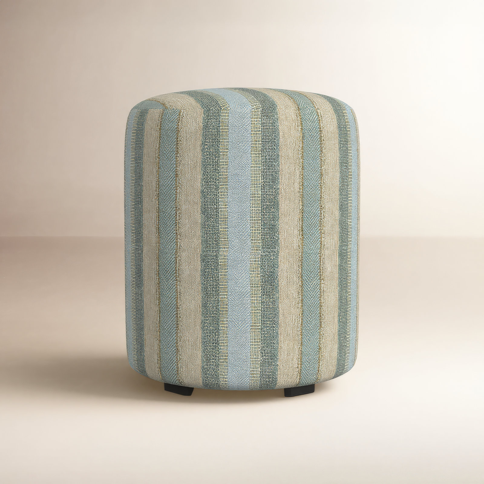Birchbrook Upholstered Ottoman, Blue/Brown Polypropylene/Olefin
