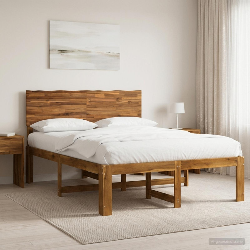 Solid Wood Bed Frame, Kingsize (5'), Natural