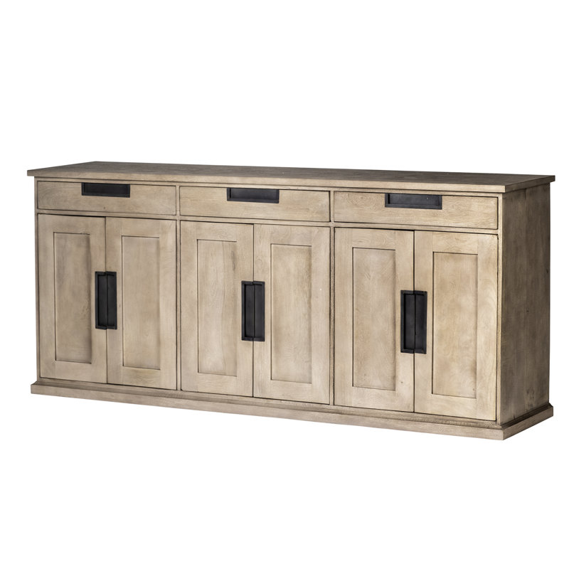 Buffet en bois de manguier à 3 tiroirs de 81,5 po de largeur Alex
