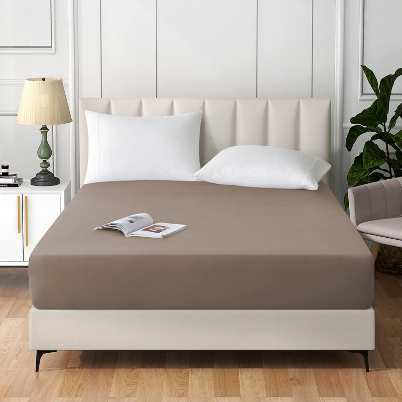 Angeliza Microfiber Standard Fitted Sheet, Kingsize (5'), Beige