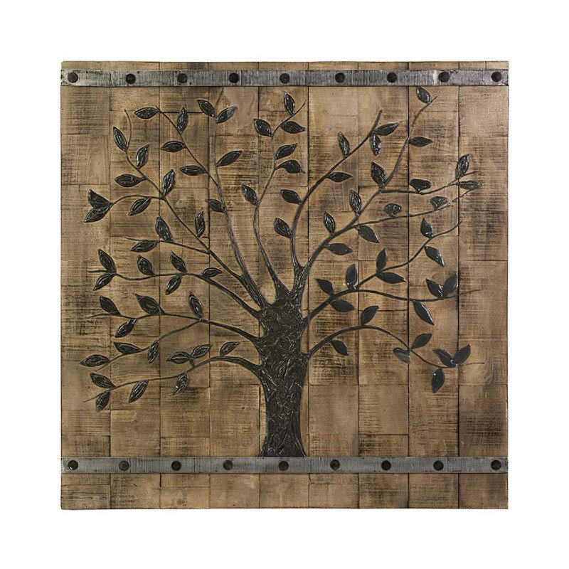 Textured Brown Mango Wood Tree of Life Wall Panel