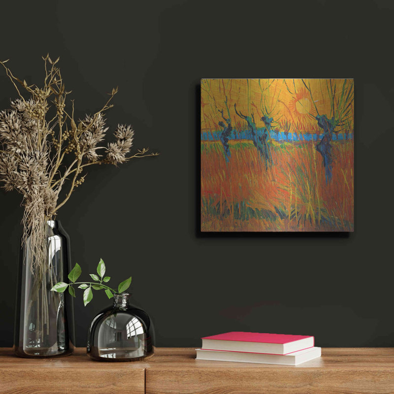 «Willows At Sunset» par Vincent Van Gogh, art mural en métal, H 12 po x l 12 po
