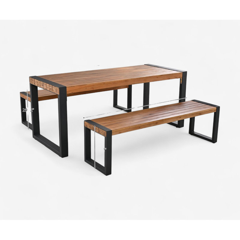 Ensemble de salle à manger de patio en bois massif