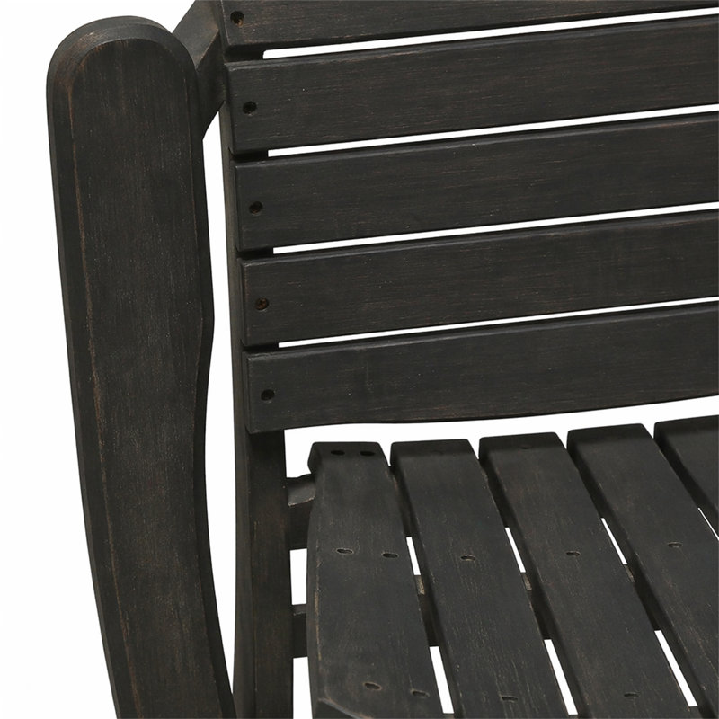 Ensemble de 2 chaises de salle à manger d'extérieur résistantes aux intempéries en bois d'acacia Adirondack, Dark Grey