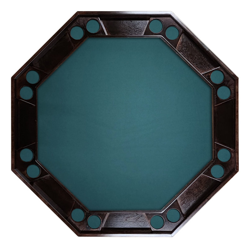 Table de poker Classic, L 57 po x P 57 po x H 29,5 po, Acajou, Feutre vert bouteille