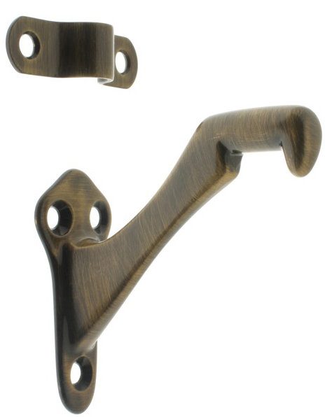 Solid Brass Hand Rail Bracket, Antique Brass