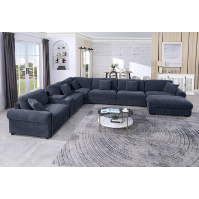 Stimpson 7-Seater Modular Sectional with Cup Holders 