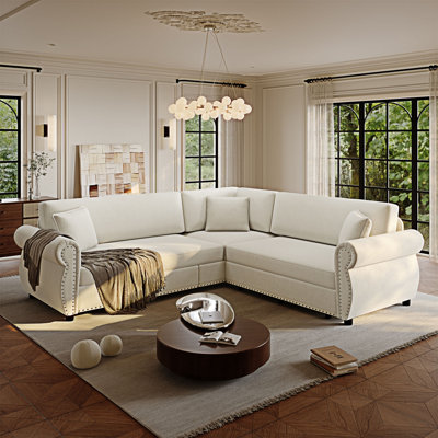 Upholstered Sectional Couche Convertible Sleeper Sofa