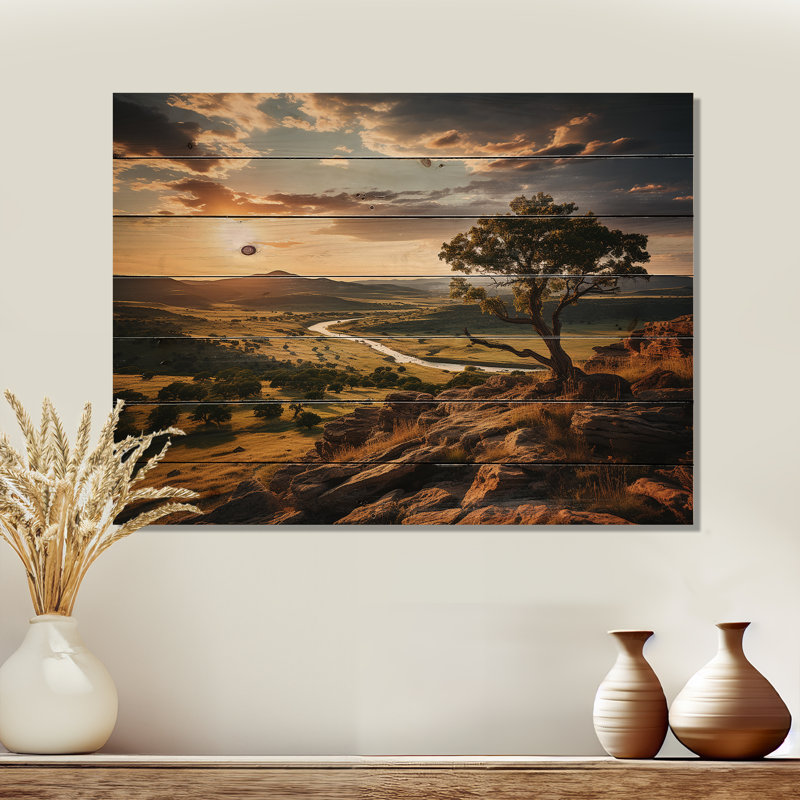 Heeter Texas Sunset Ultra sur impression de bois, H 10 po x l 20 po x P 0,78 po