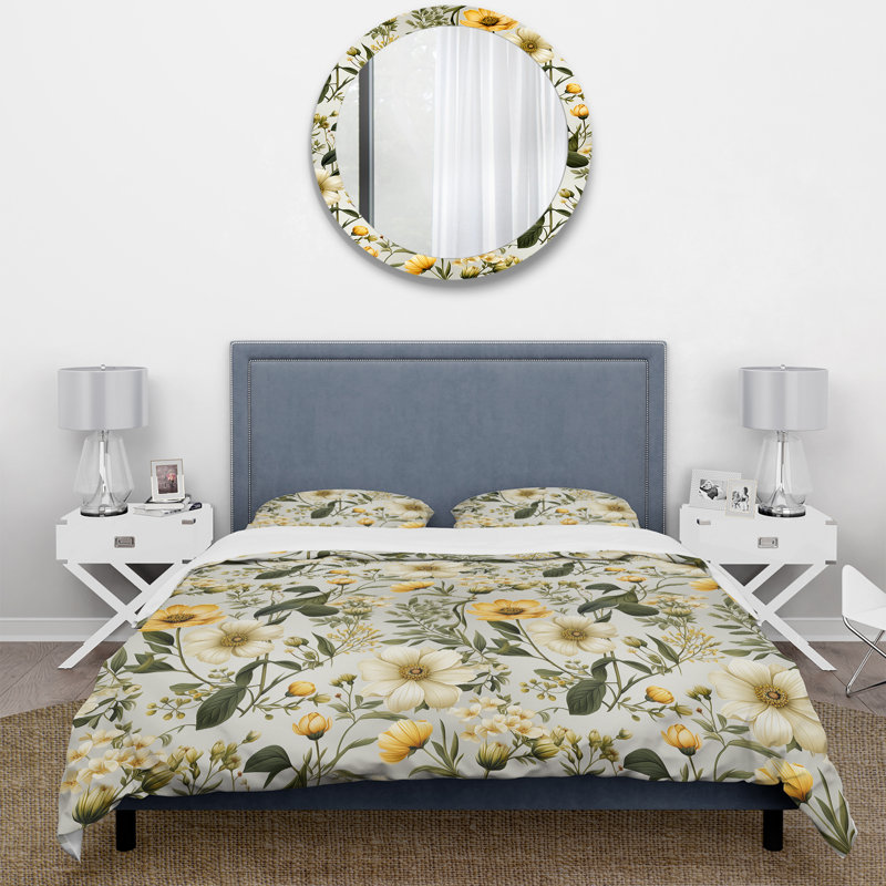 Ensemble de housse de couette Botanical Neutrals Boho, Housse de couette pour grand lit et 2 taies décor