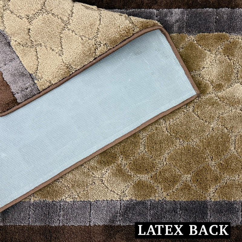 Antibacterial Soft Pile Anti Slip Indoor Runner Rug Geometric Beige Design for Hallway Stairway, Runner 2'2" x 20'