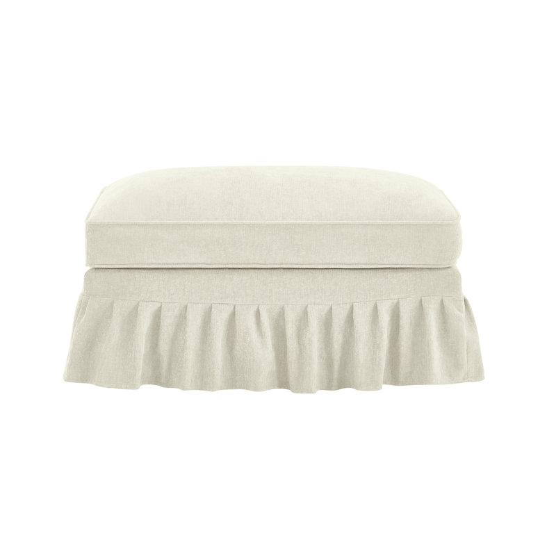 Giora Chenille Ottoman For Living Room – Perfect Footrest, Spare Seat & Decorative Accent, Beige