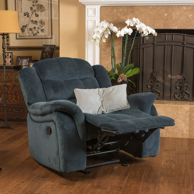 Design classique, tissu moelleux gris acier, fauteuil inclinable oscillant, Gris acier