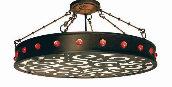 Lustre en roue de chariot unique / remarquable à 16 lumières Jules, Épice cajun