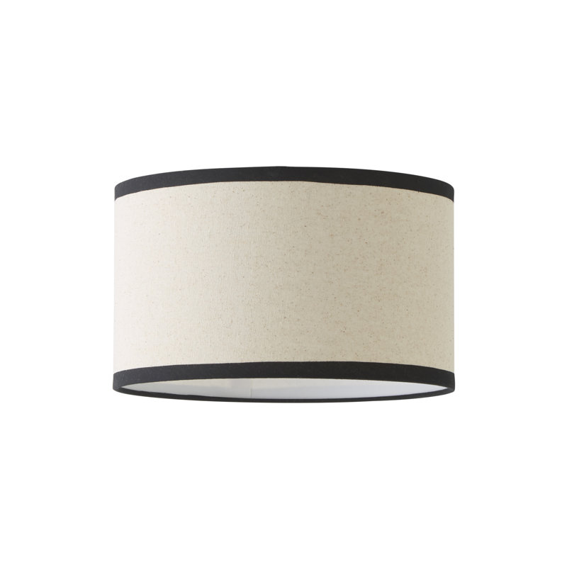 15cm H Linen Blend Drum Lamp Shade ( Slip-On ), Natural/Black