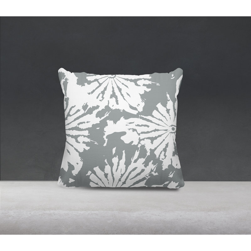 Coussin Cecil, H 17 po x l 17 po, Gris / blanc