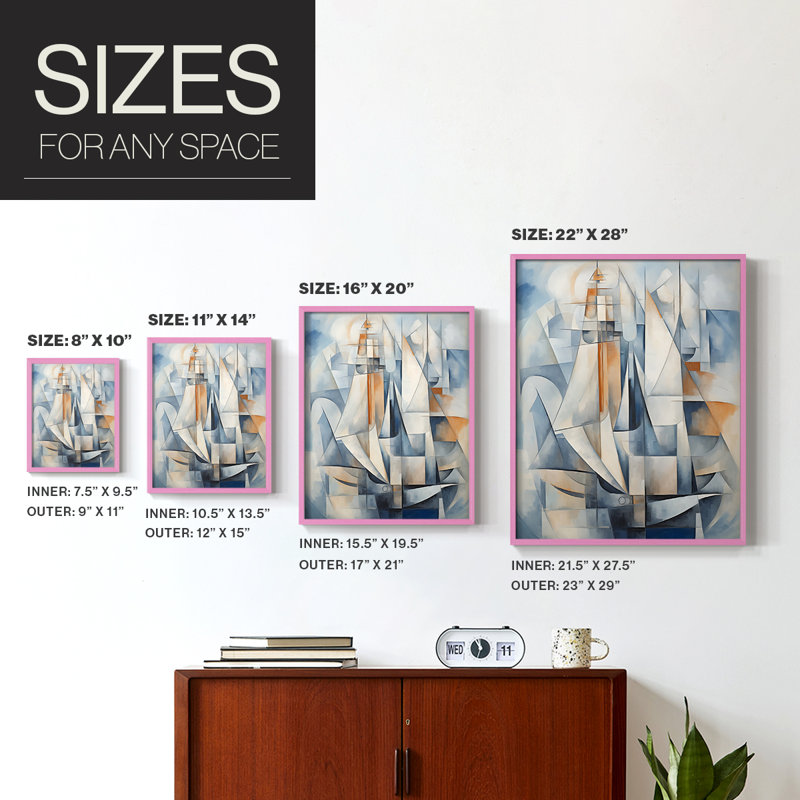 NAUTICAL Series CDxxvi, reproduction encadrée - bois massif, Rose, H 11 po x l 9 po