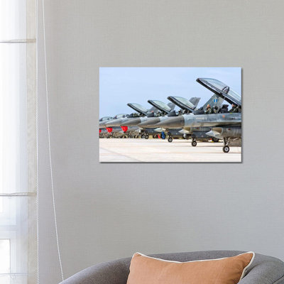 Line-Up of Hellenic Air Force F-16 Aircraft 1 Piece Wrapped Canvas Wall Art