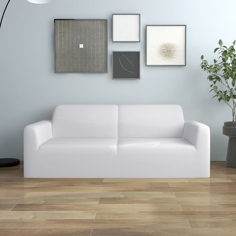 Box Cushion Loveseat Slipcover, White